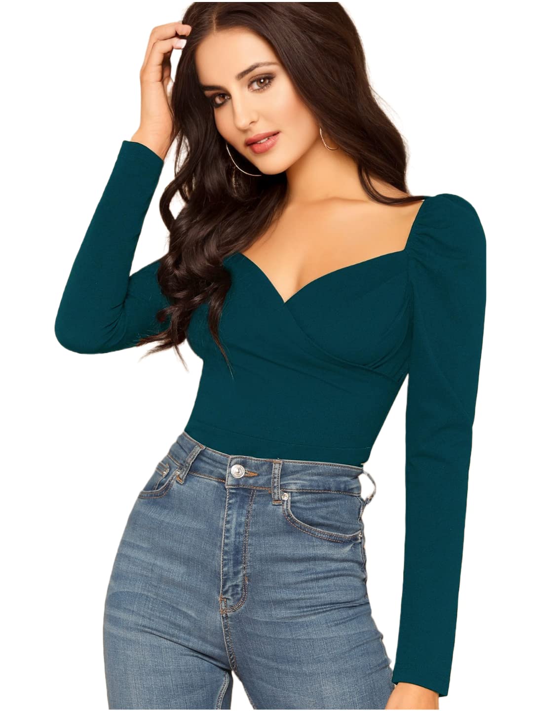 Sheetal Associates Women's & Girl's Long Sleeve Sweetheart Neck Casual Tops