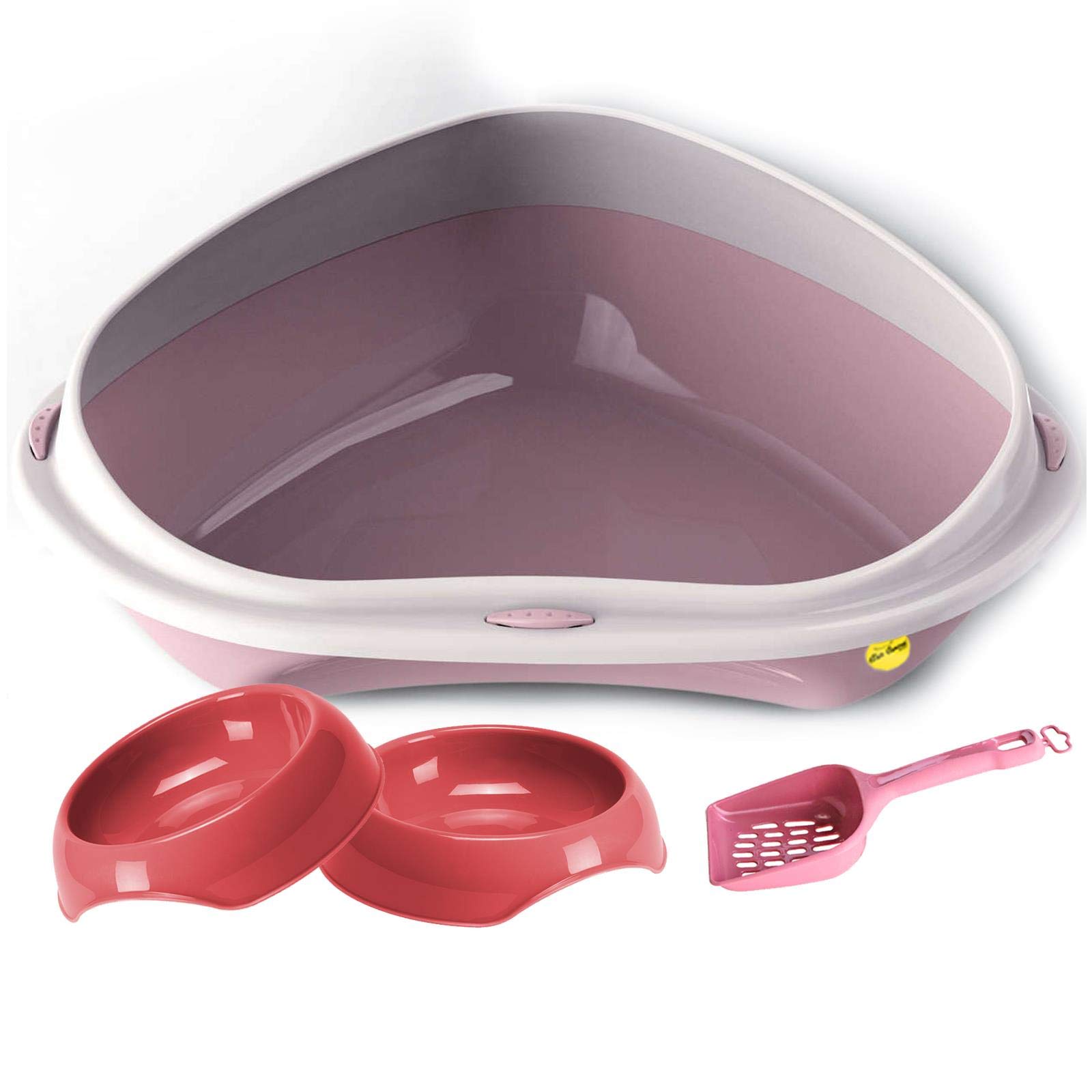 CAT CENTRE Jumbo Large Corner Open Litter Tray Box Bundle Bowls Scoop Cat Kitten