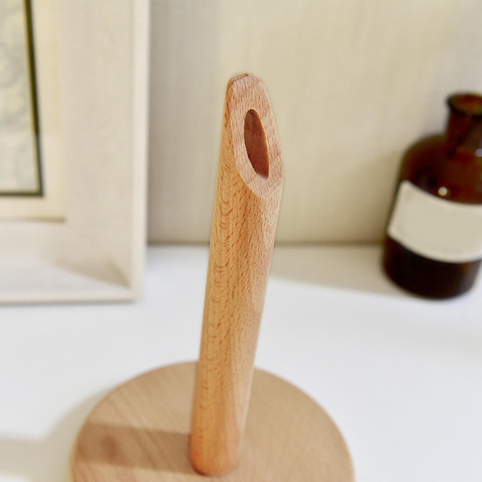 Juego de 3 soportes giratorios de lana de madera para el hogar, ganchillo y manualidades