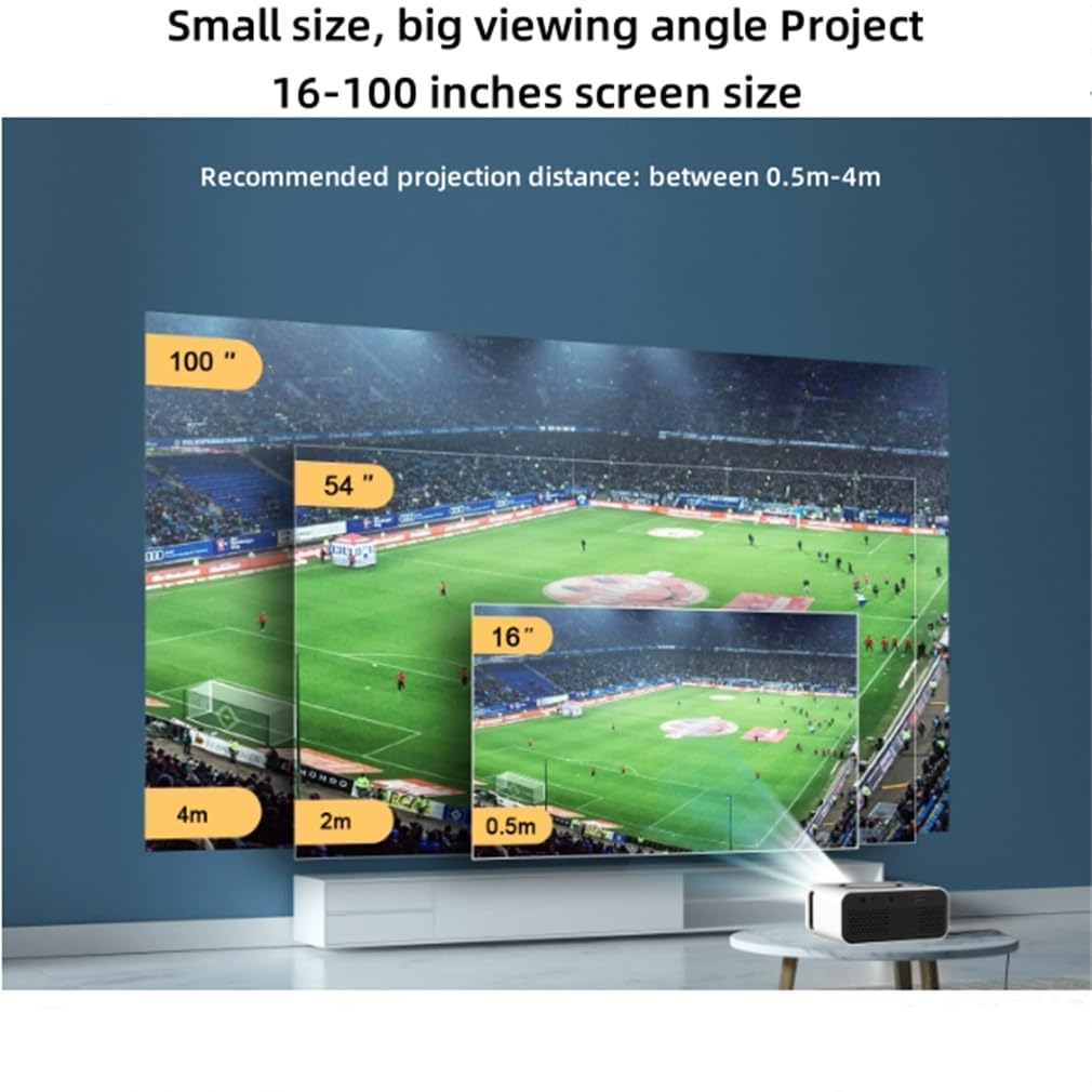 Proiettore Video Home Cinema Full HD 1080P, Proiettore Video per Home Cinema, Potente Performance, Operazione Stabile, Compatibile con Il Computer Portatile Telefonico,Black