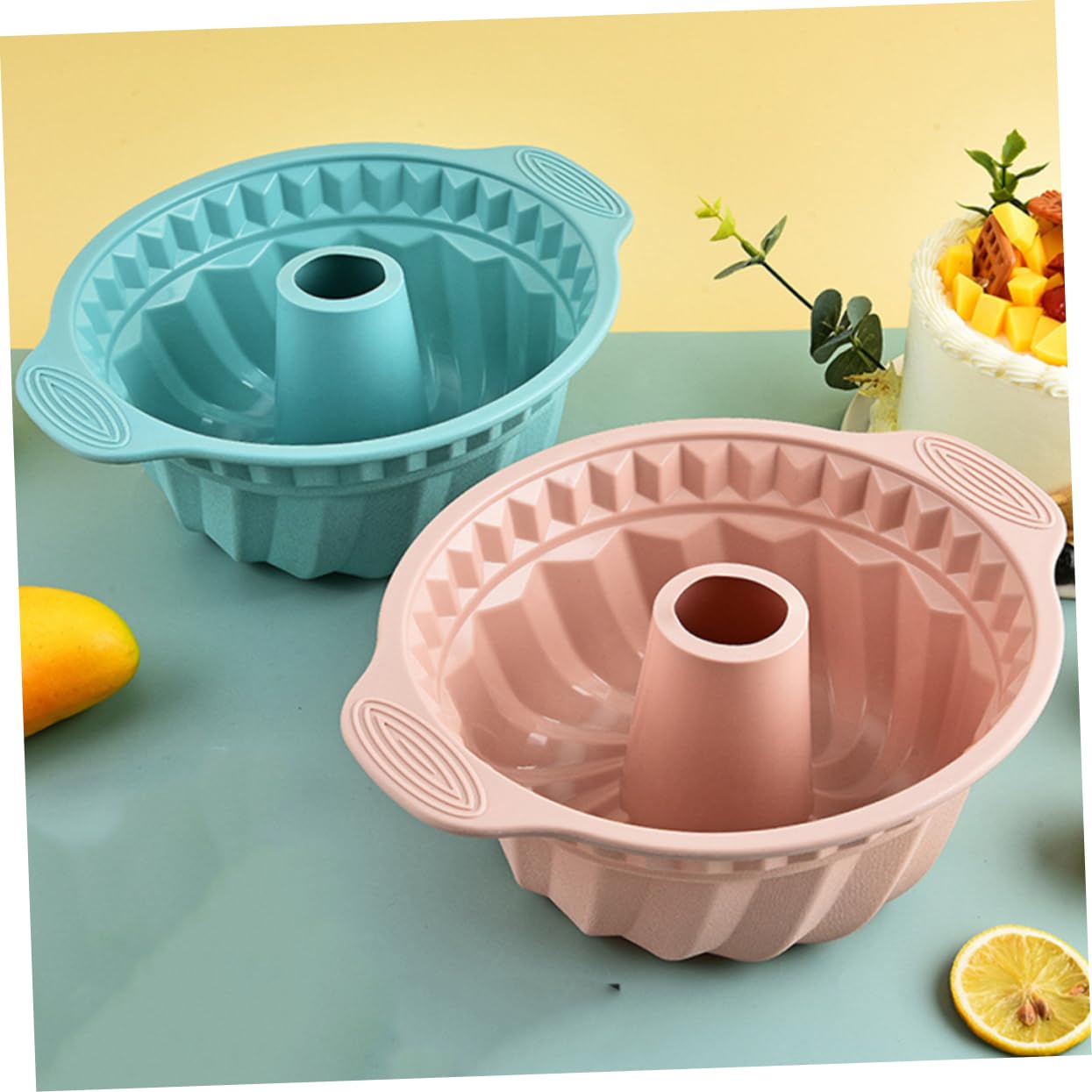 Mobestech 3piezas Molde Redondo De Silicona para Pasteles Antiadherente para Hornear Mousse De Herramientas para Hornear Pastel Casa Molde De Tubo Acanalado para Bizcochos