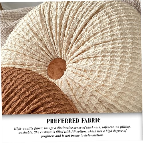 Coussin canapé beige rond plissé 16 pouces oreiller de lit - 4