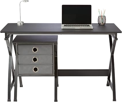 Realspace X-Cross 48 W Computer Desk with File Cabinet, Black