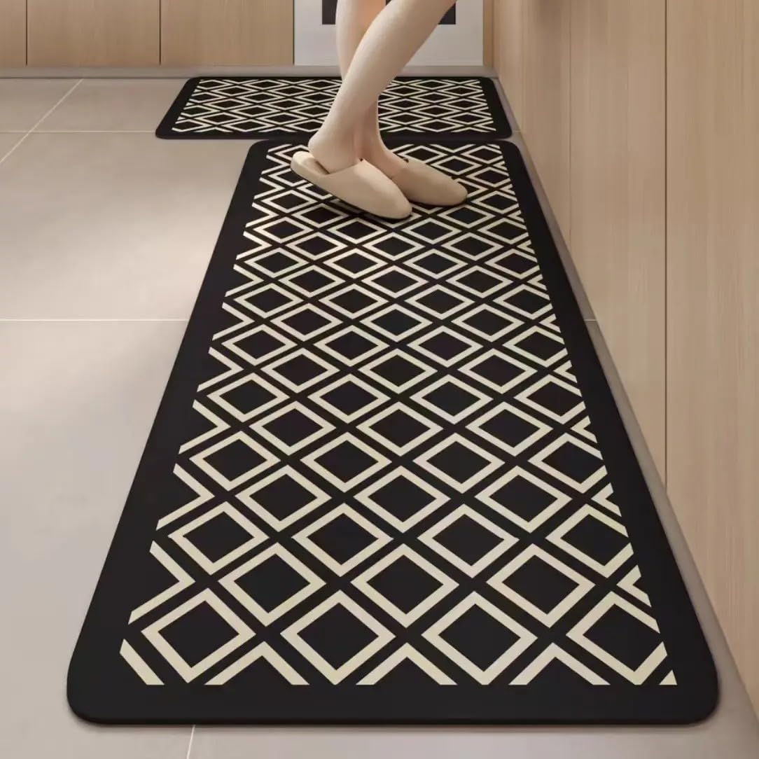 maxoshine kitchen mats for floor anti slip waterproof feet comfort kitchen runner floor mat standing desk mat floor mats for kitchen, diamond set of 2
