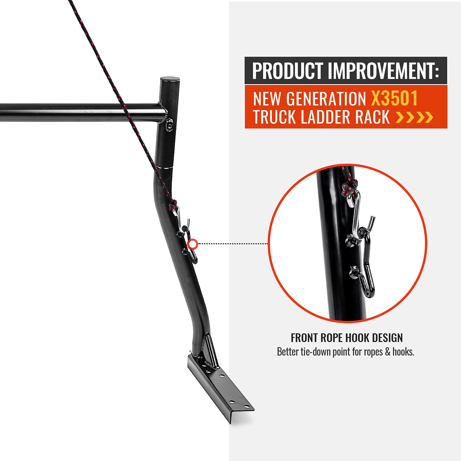 AARacks 800Ibs Capacity Extendable Steel PickUp Truck Ladder Rack Two