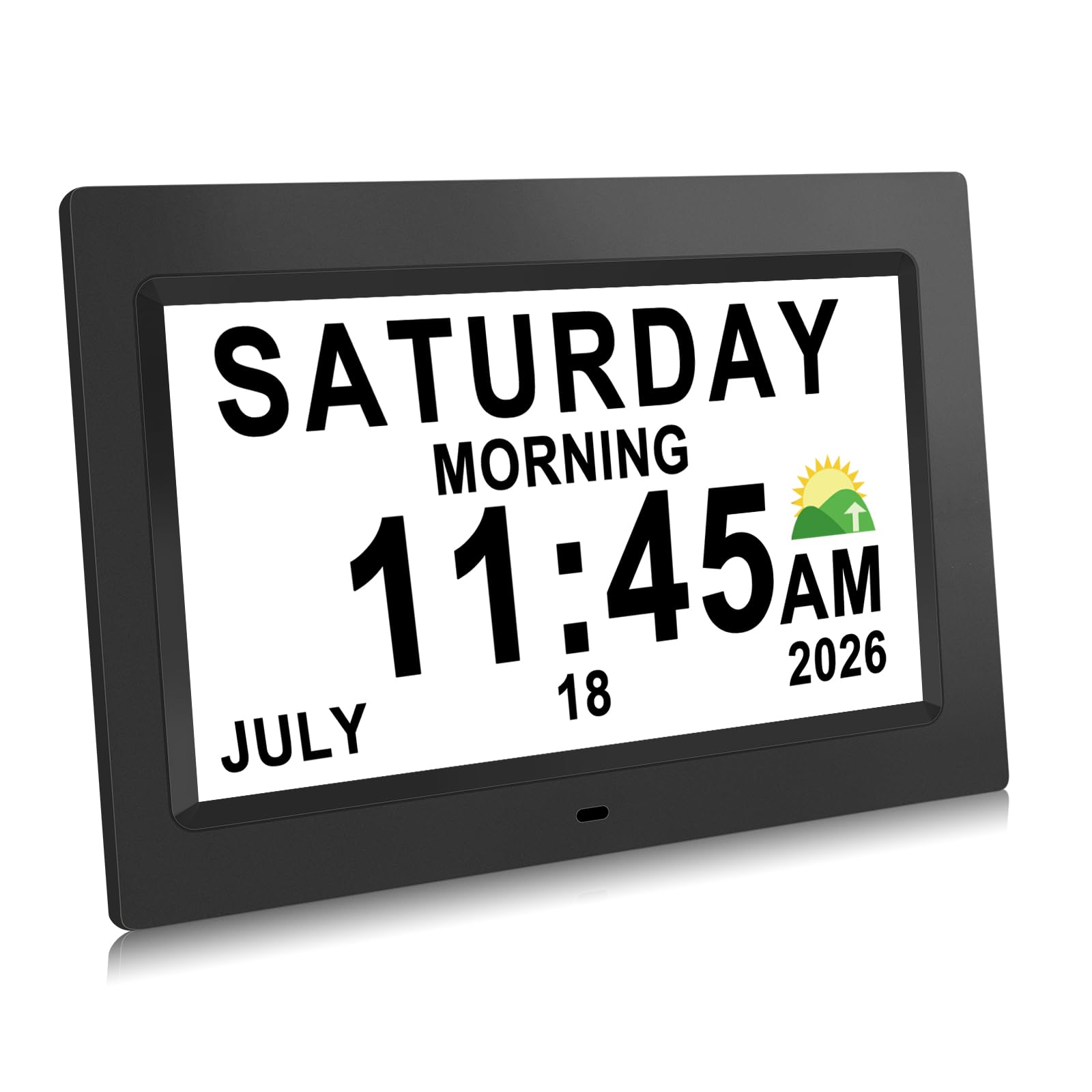 SSINI Grande horloge numérique de 30,5 cm pour personnes âgées avec jour et date pour personnes âgées, 15 alarmes, affichage 5 couleurs, grand écran, horloge Alzheimer