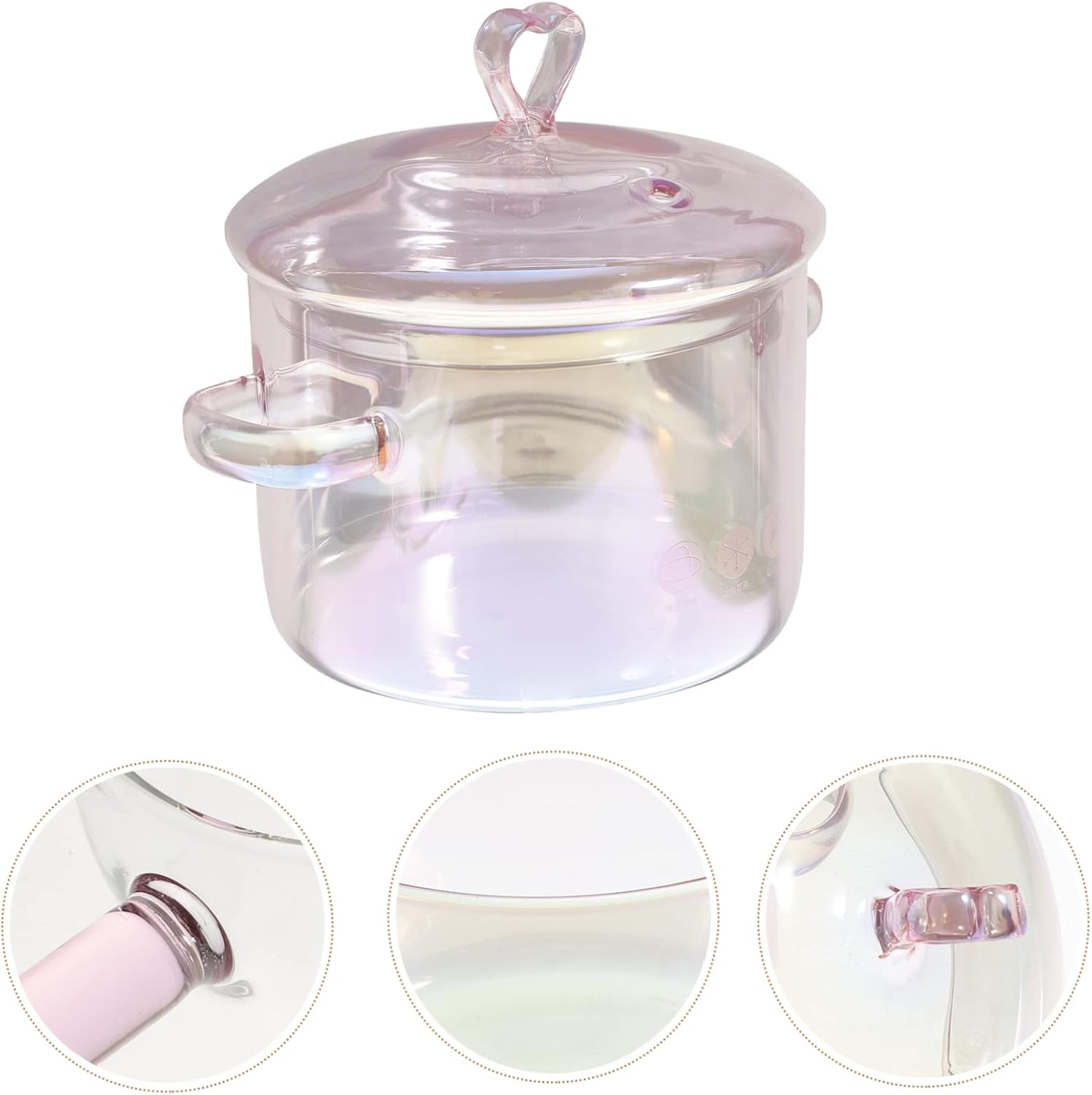 Sosoport Clear Glass Saucepan with Lid and Ergonomic Handles Heat Resistant Borosilicate Cooking Pot for Stove Top Includes Spoon for Soup Ramen and Pasta Cooking