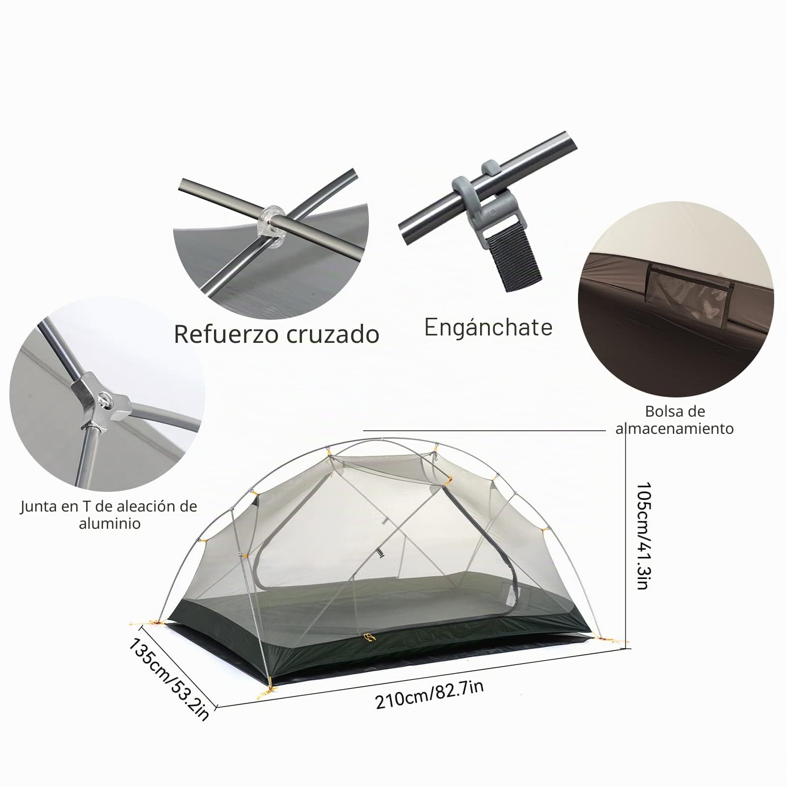 Naturehike Mongar Tienda de Mochilero de Silicona Ultraligera 20D para 2 Personas para Ciclismo, Senderismo, Acampada