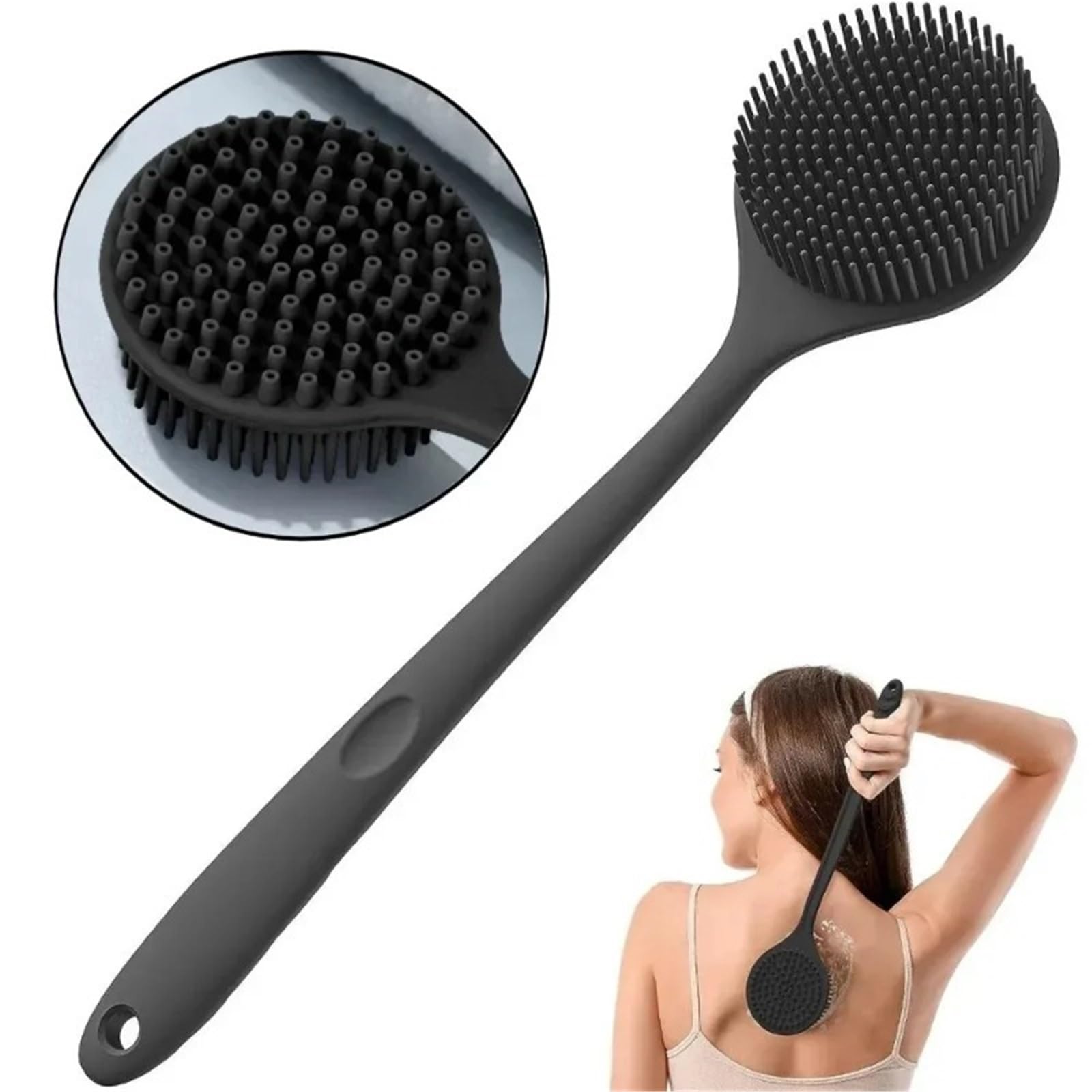 2Pcs Weiche Silikon Körper Wäscher Zurück Pinsel Bad Dusche Mit Griff Peeling Haut Massager FüR KöRperpeeling