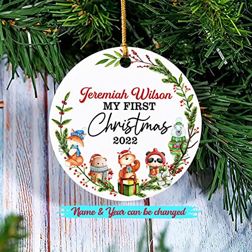 Baby's First Christmas Ornament, Personalized Baby 1st Xmas Ornament, Custom Name & Birthday Newborn New Baby Ornament Gift for New Parent New Dad New Mom, Baby First Christmas 2025 Ornament Gifts