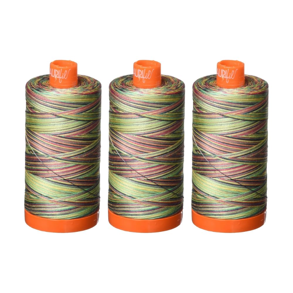 Aurifil Variegated Green Thread Mako Cotton Quilting Thread 50 Wt. Variegated Marrakesh 1420 Yd