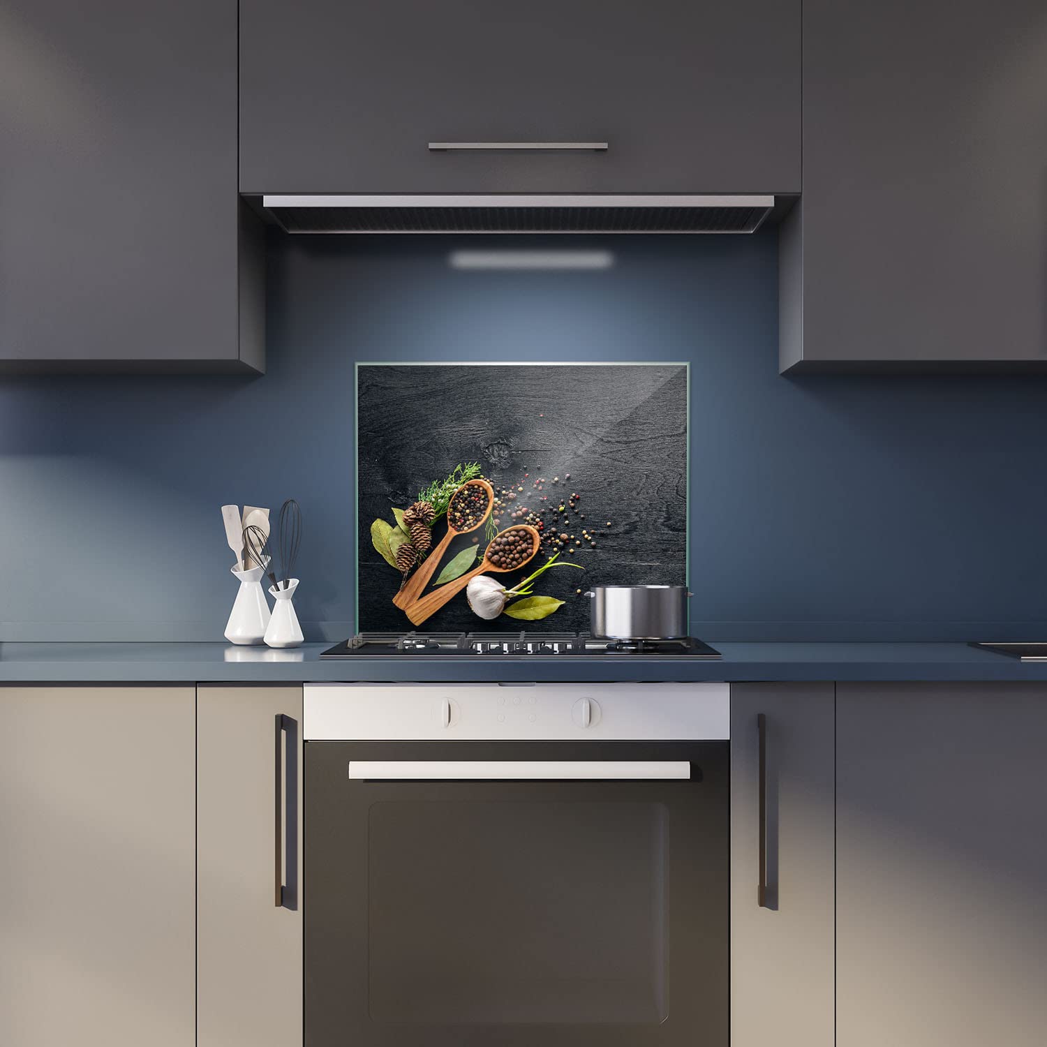 Copertura Per Piano Cottura In Vetro 90x52 Cm – 5 In 1: Tagliere, Paraspruzzi, Decorazione - 3