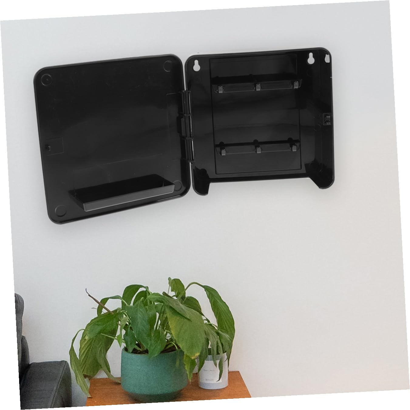 Toyvian Portachiavi Magnetico da Parete Moderno Nero, Organizzatore per Chiavi e Portaoggetti da Muro senza Installazione, Gancio Magnetico per Ingresso e Casa