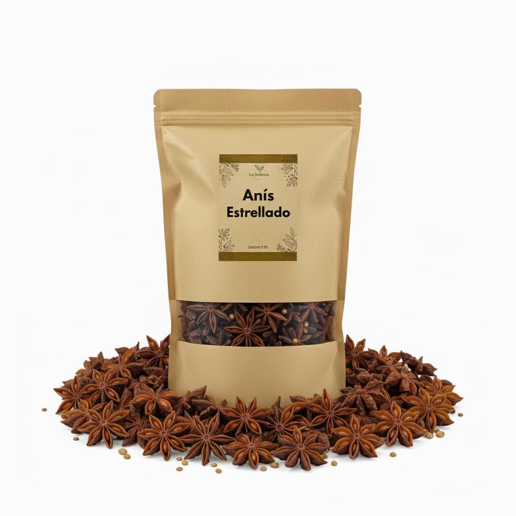 Anís Estrellado (Illicium verum) getrocknet lose 1000 g – für Kräutertees, 100% natürlich, ohne Zusätze – La Herbera