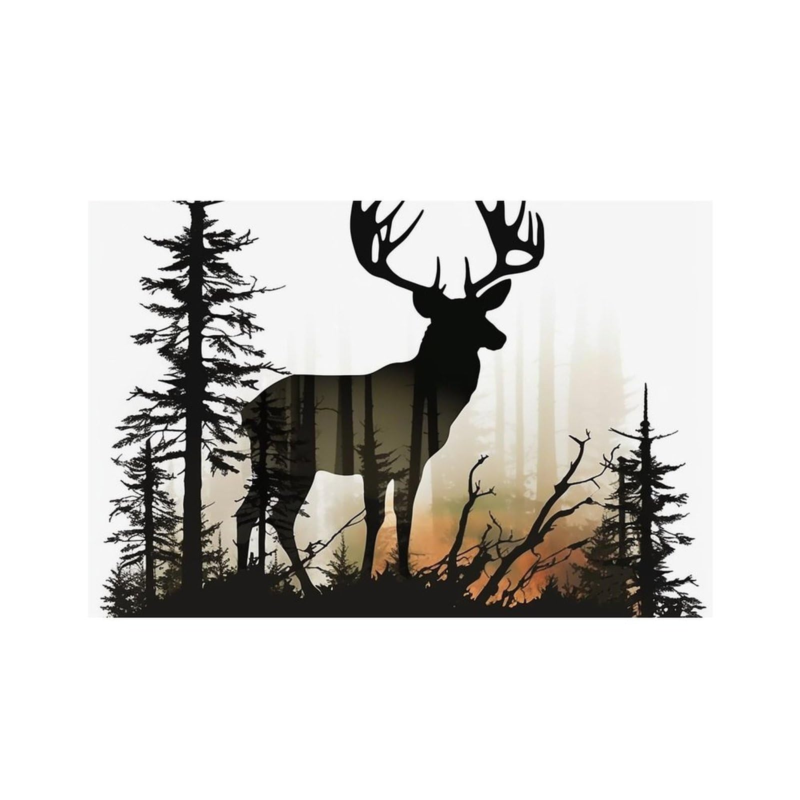 Deer Silhouette Place Mat for Restaurant, Portable Table Mat for Kitchen, Anti-Slip Placemats for Home, Fashionable Place Mats for Wedding, Party, Hotels, Apartments 30x45cm