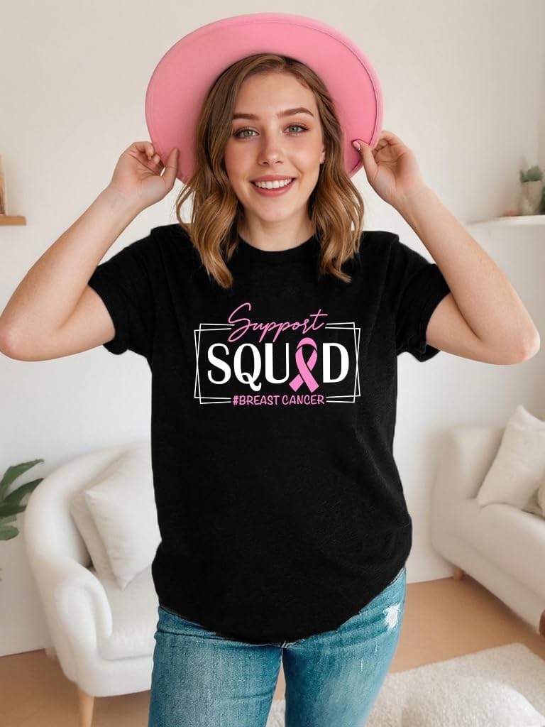 Breast Cancer Shirts for Women Pink Ribbon Breast Cancer Awareness T-Shirt Cancer Care Gifts Cancer Survivor Tee Tops - Image 3