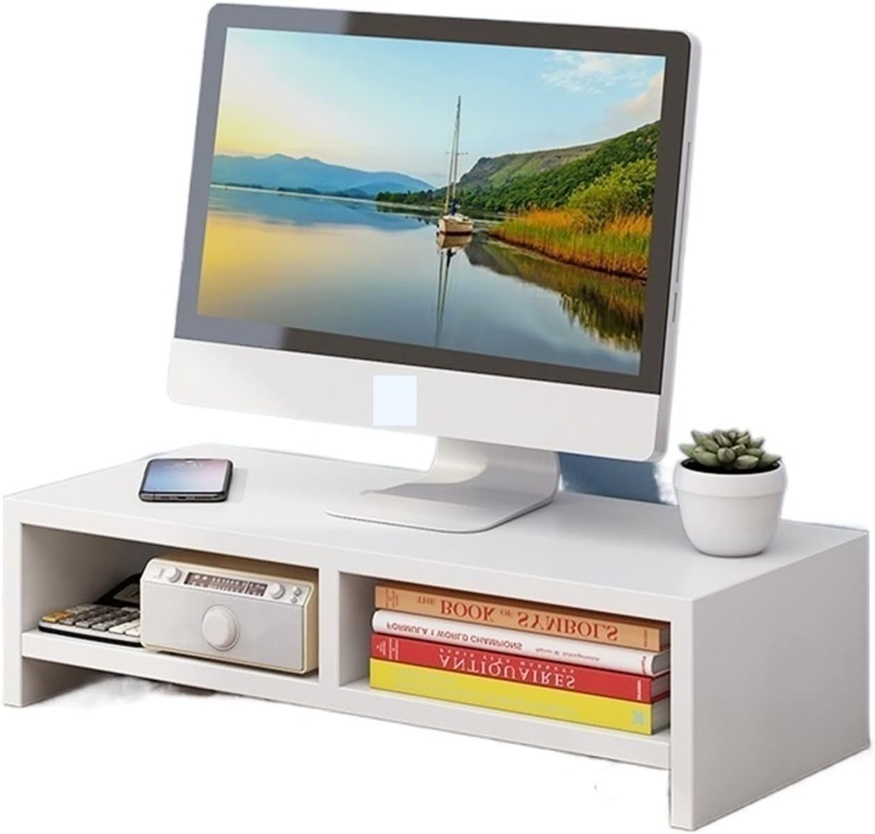 2 Tiers Woden Monitor Stand Riser with Storage, Laptop Computer Desk Organizer Stand for Office Study Room, Save Space Desktop Shelf,TV Laptop Printer Stand for Office Study Table-image-32