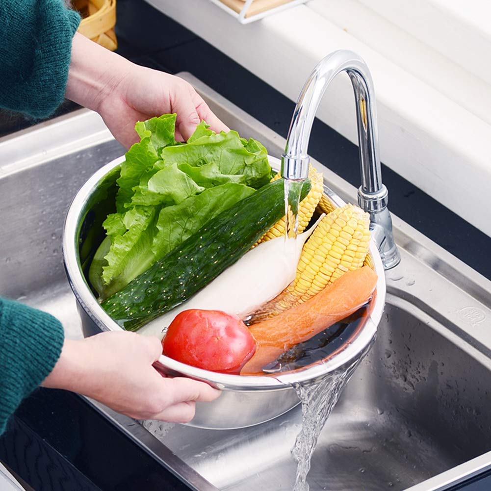 Set 3 In 1 Per Cucina In Acciaio Inox - Colino A Rete Fine, Scolapiatti E Pelapatate Julienne