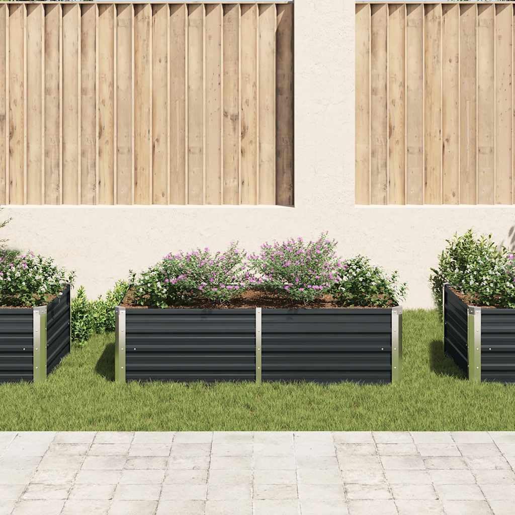 Bancal alto de 160 x 80 x 45 cm, antracita de acero galvanizado, diseño moderno, robusto y duradero para balcón, terraza y jardín, bancal de hierbas, jardinera