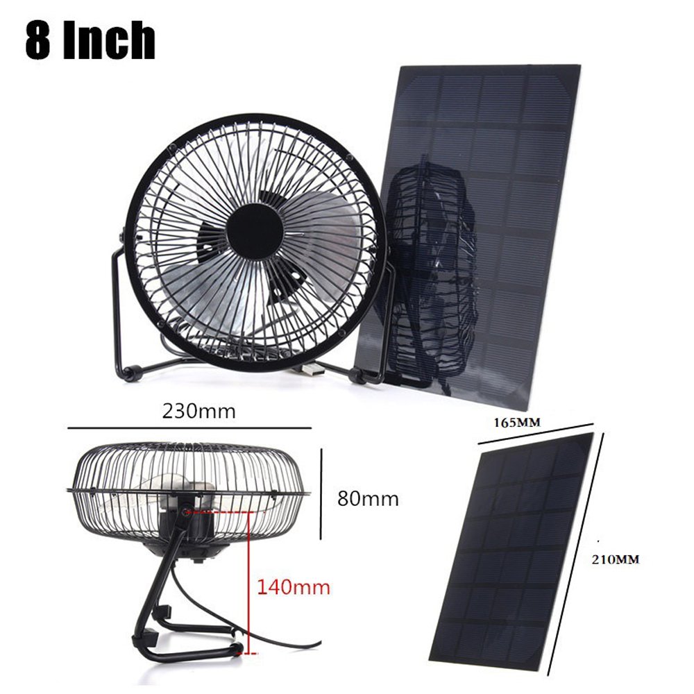 NUZAMAS 5.2W 6V Pannello Solare Alimentato Grande Ventilatore da 8 Pollici per Campeggio Caravan Yacht Serra casa di Pollo casa Ventilatore