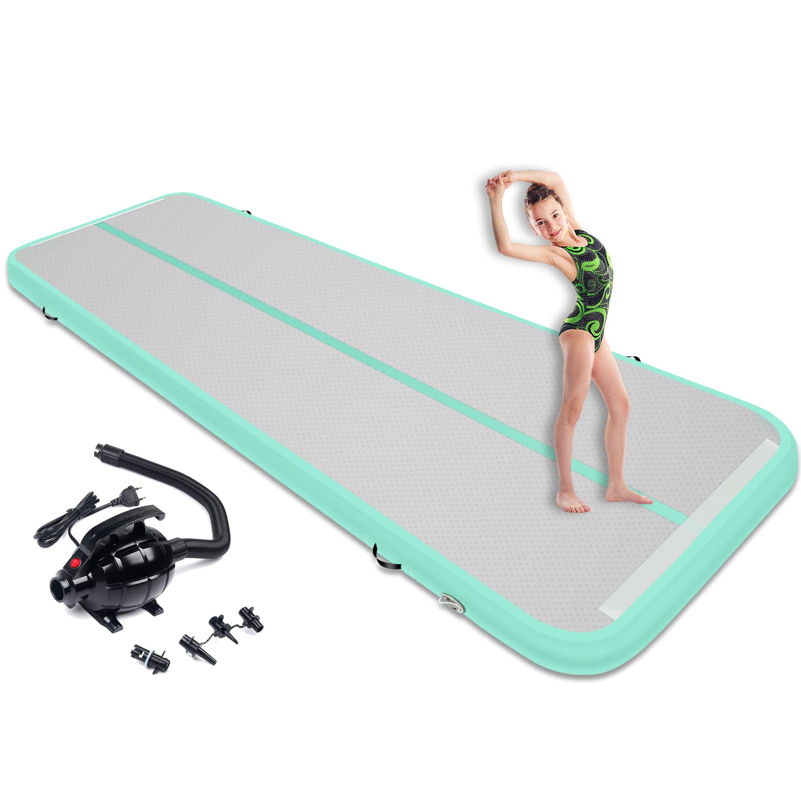 13ft/16ft/20ft Inflatable Air Gymnastics Mat Training Mats 4.3ft Widening 4 inches Thickness Gymnastics Tracks with Electric Air Pump for Home Use/Training/Cheerleading/Yoga/Water