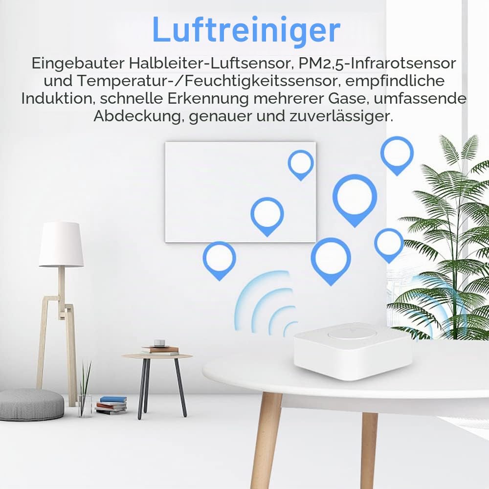 Irfora Tuya WiFi Intelligent Air Quality Monitor 6-in-1 Air Housekeeper PM2.5/Formaldehyd/VOC/CO2/Temperatur/Feuchtigkeitsdetektor Kompatibel mit Home für Home Office