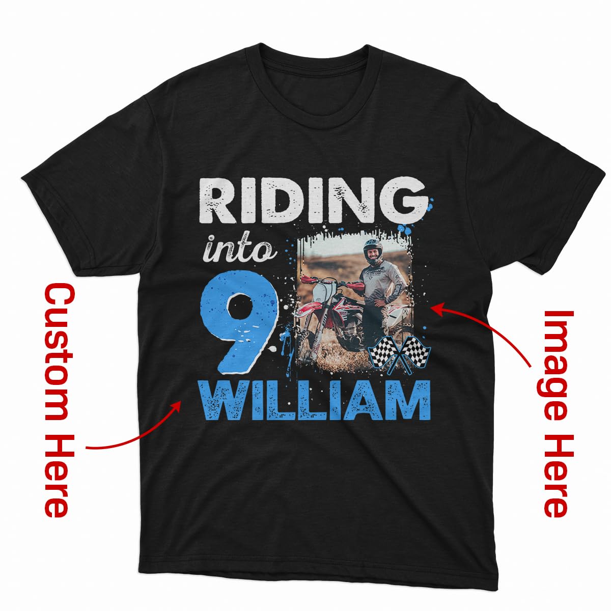 Customized Photo Motocross Racing with Name and Number, Dirt Bike Jersey Off-Road Shirt Kid Men Women Youth Motorcycle Shirt MX Racing Navy Blue