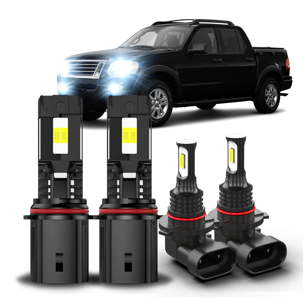 CZLXLK For Ford Explorer Sport Trac 2001 2002 2003 2004 2005 Light Bulbs combo,9007 Hi-Low Beam 9145 Fog Light Bulbs,6000K White,800% Brighter