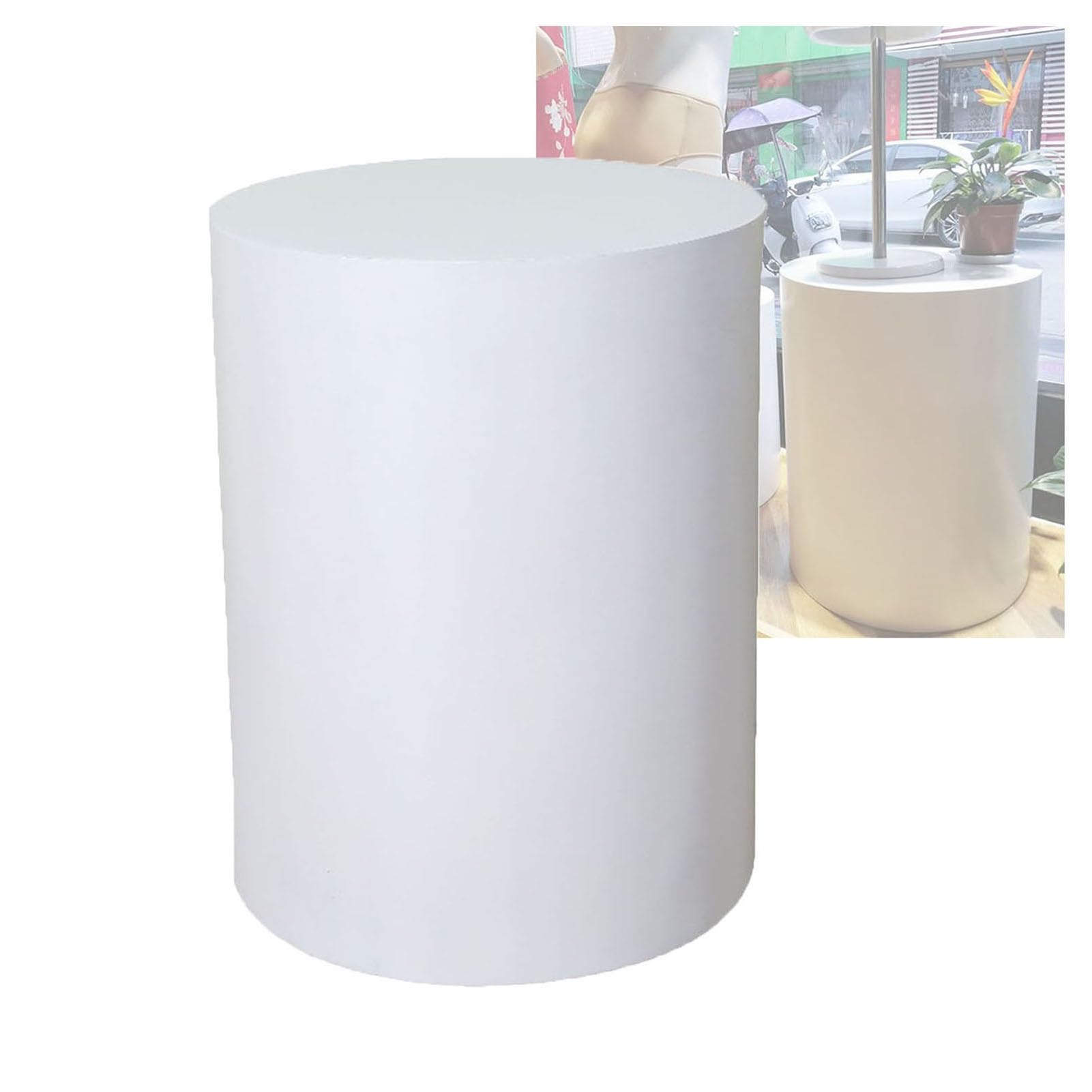 Okrągłe podwyższone witryny, podstawa platformy imprezowej | Wysoka nośność, na wystawy detaliczne z biżuterią imprezową(White,30x110cm)