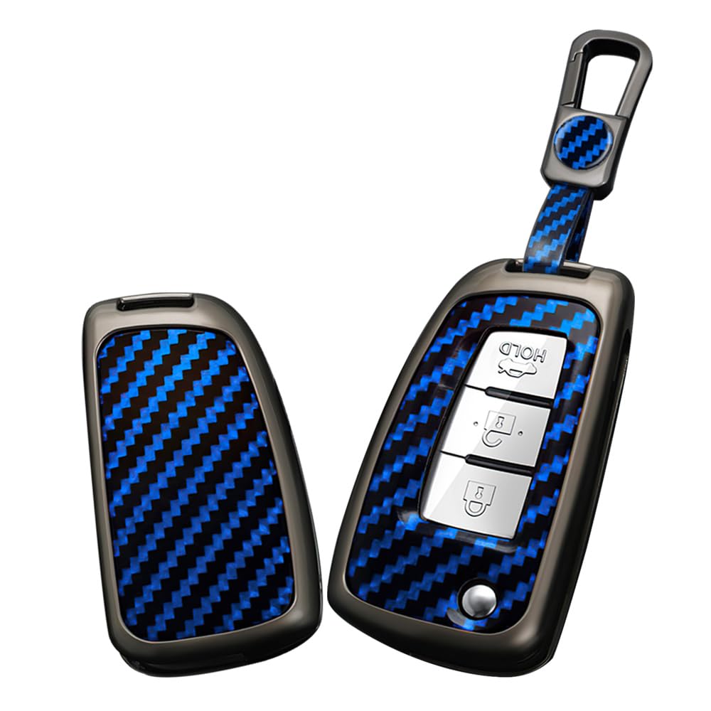 Coque de clé Nissan Rogue métal bleu étui protection télécommande 2 3 4 boutons - 8