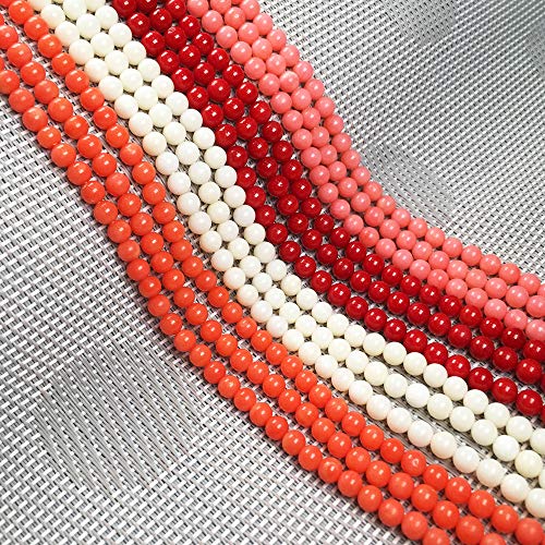 Natural Round Coral Loose Beads red Coral Stone Beads 5.2mm 15 inch (3 Strands) for Jewelry Making Necklace Bracelet