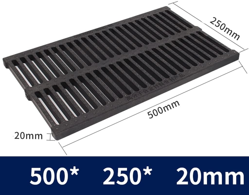 Linear Drain Cover Grate for Swimming Pool – Polymer Black Gutter Grating, 50x25x2cm, Efficient Drainage Solution for Overflow Protection and Pool Maintenance