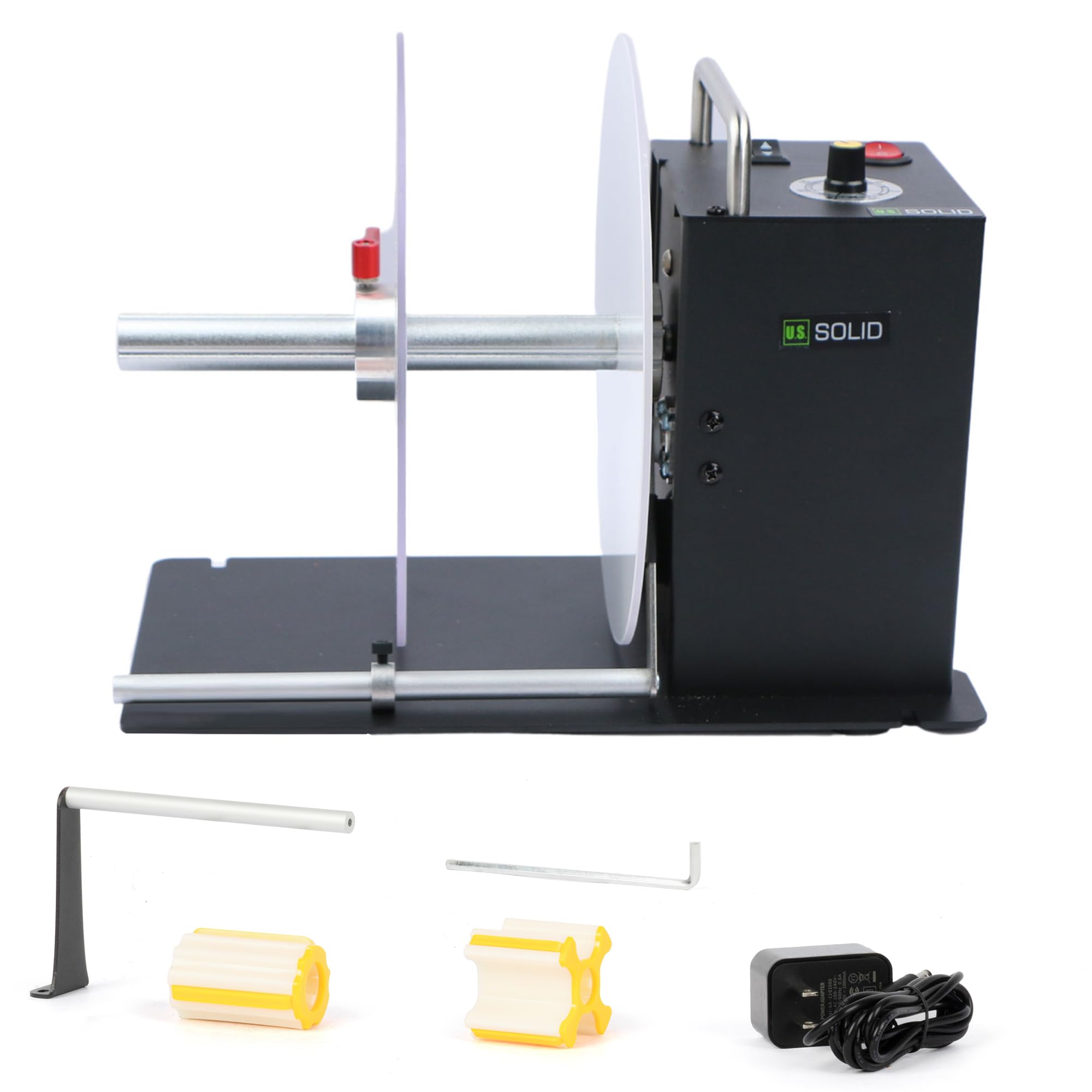 U.S. Solid Avvolgitore automatico etichette – Supporto 1"/1,5"/3", larghezza max 150 mm, riavvolgimento bidirezionale