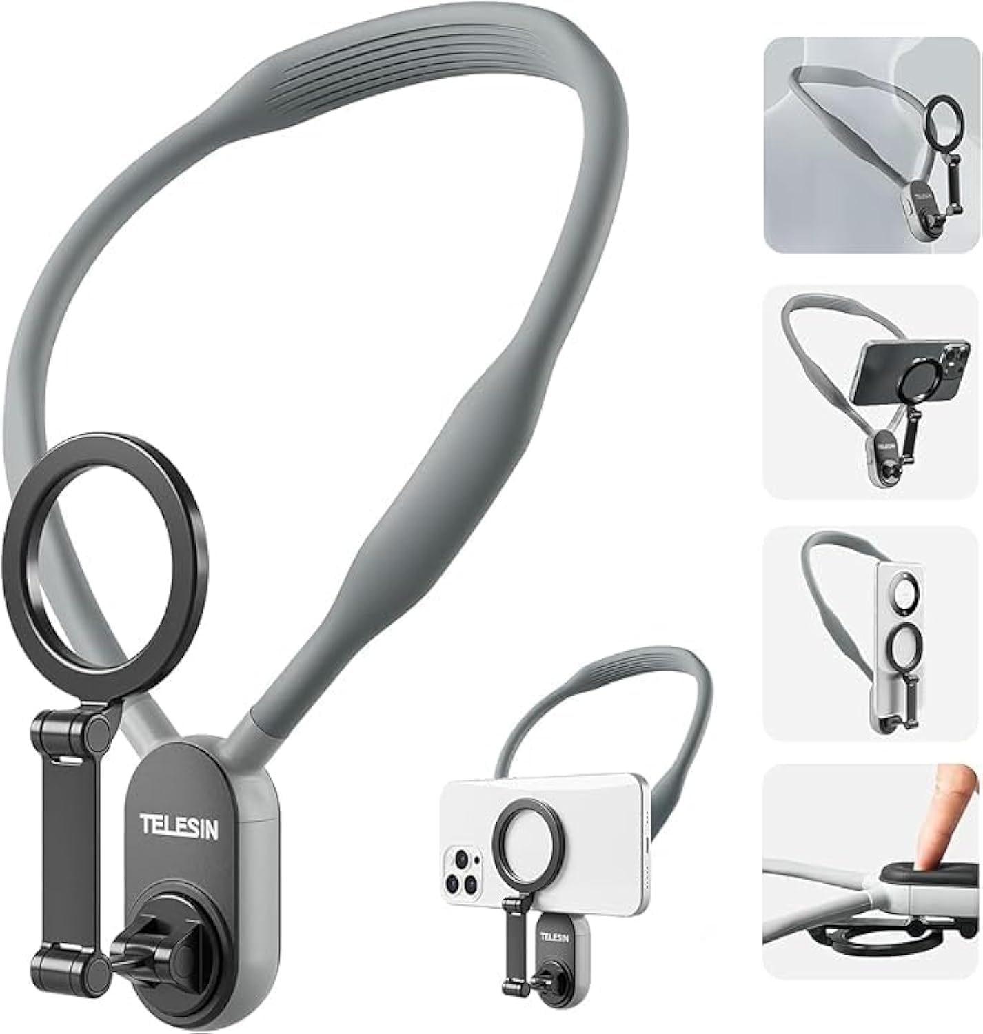 Magnetic Neck Mount for Phones | Hands-Free Neck Cell Phone Holder for Video Recording and Vlogging -Chest Stand Strap Video Recording, Adjustable, Durable, Foldable, and Widely Compatible (PH-2513)