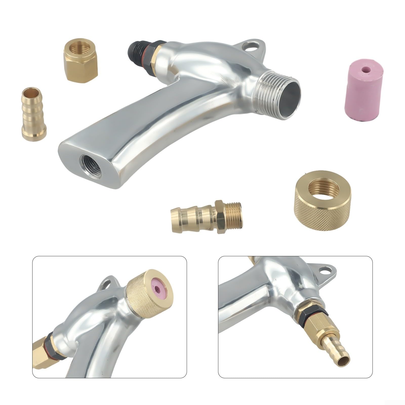 Pistolet do piaskowania sprężonego powietrza, ze stopu aluminium, z 5 dyszami ceramicznymi (6 mm/8 mm), do usuwania lakieru, ergonomiczny uchwyt do kabiny do piaskowania sprężonego powietrza (B)