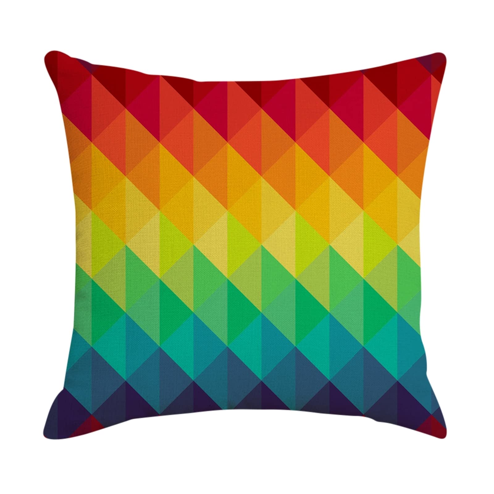 AmDxD Zestaw 4 dekoracyjnych poszewek na poduszki 50 x 50 cm, miękkie kwadratowe, dekoracyjne poszewki z wzorem w tęczowe kolory siatki, z lnu, na sofę, do pokoju, biura (zestaw 4 sztuk, kolorowe)