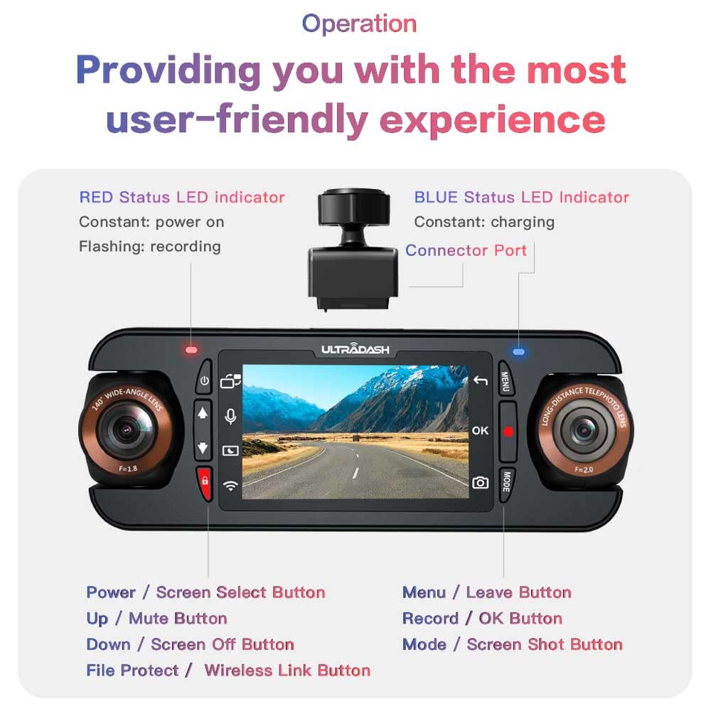 UltraDash Z3+ Standard Edition - Dual Lens Dash Cam 2K 1440P