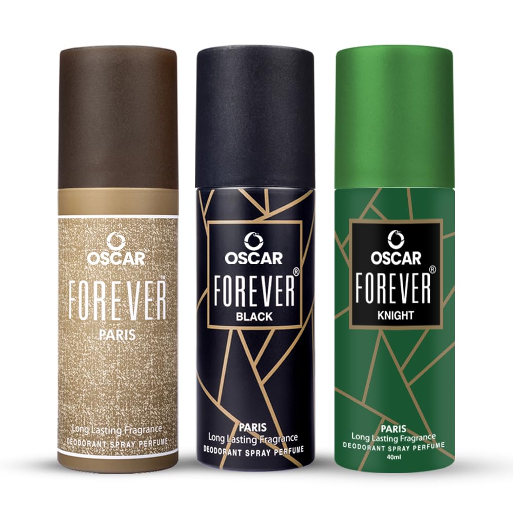 Oscar Forever Paris, Forever Black and Forever Knight Nano Travel Size Pack Deo | Deodorant Body Spray | Long Lasting Fragrance - For Men (40ml X 3)-image-10