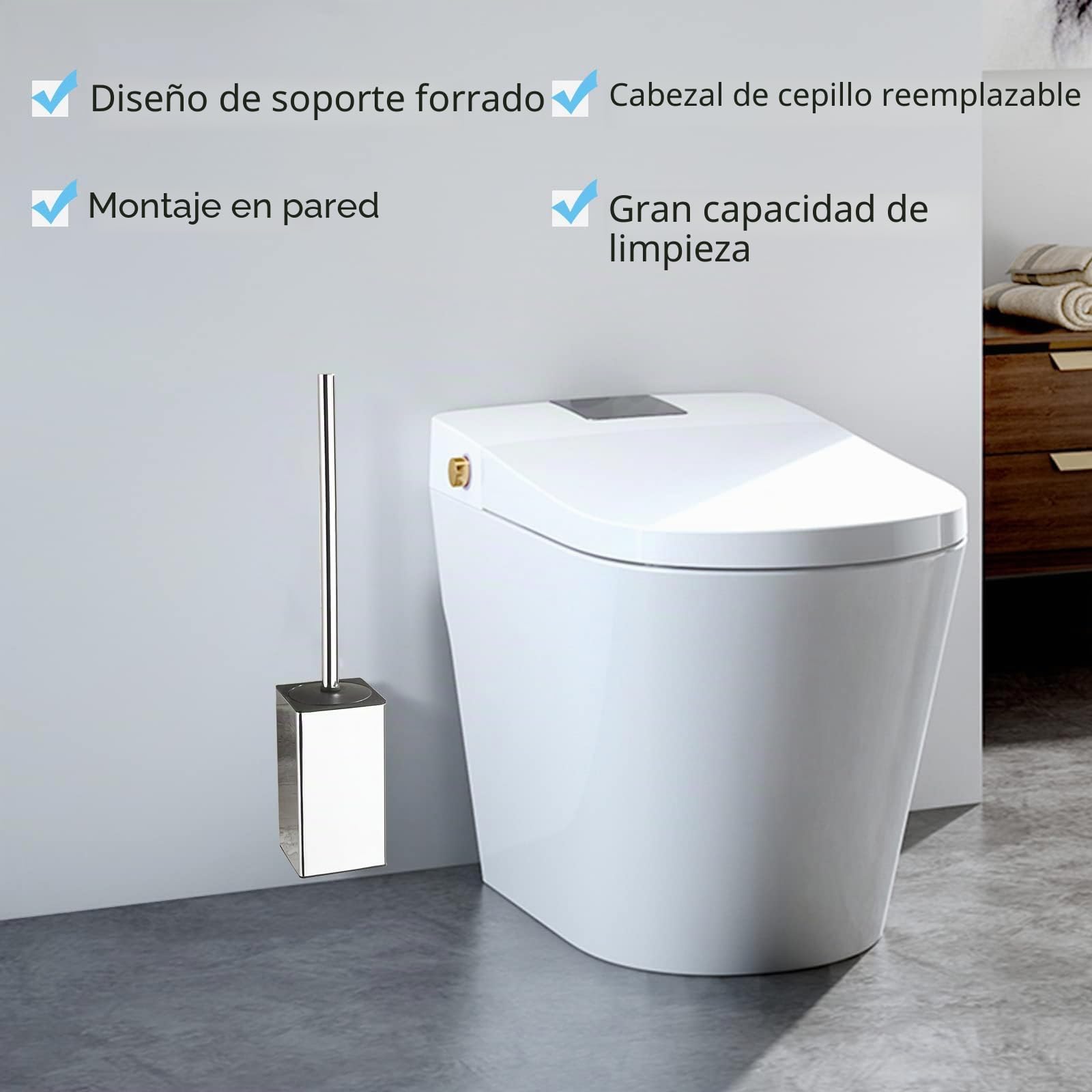 BGL Soporte Cuadrado para escobilla de Inodoro de Acero Inoxidable 304 (Cromo)