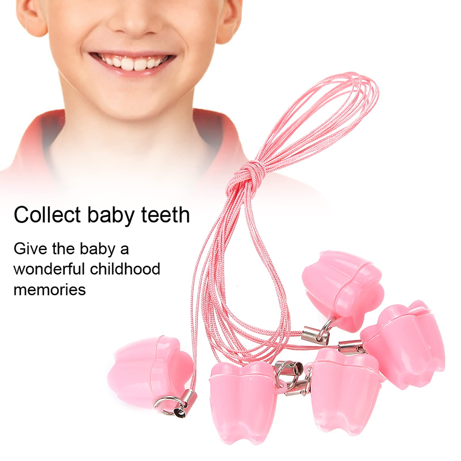 Boîtes de rangement pour dents de lait bébé lot de 5 plastique cordon porte-dents 5 couleurs