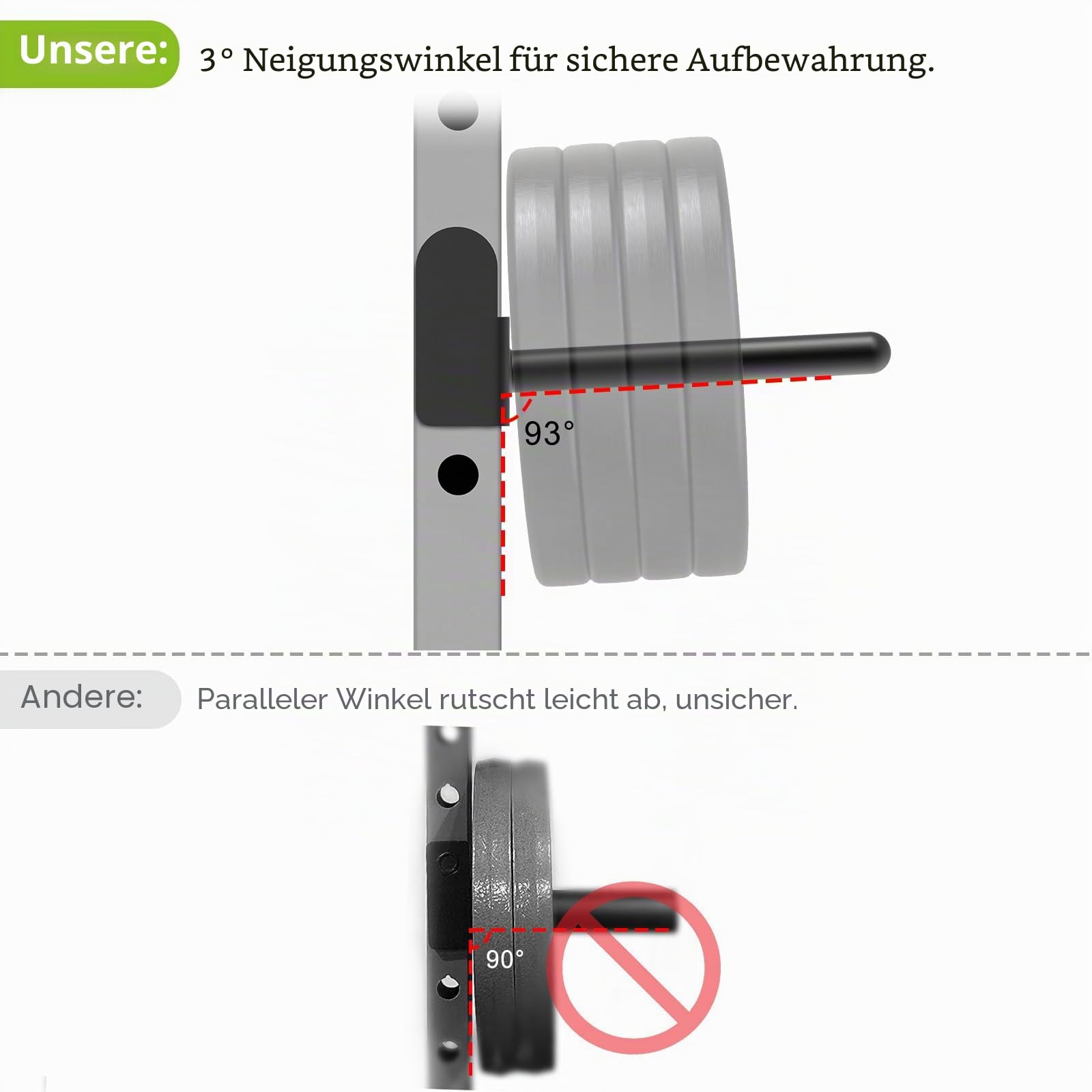Kipika Hantelscheibenhalter für 2x2 und 3x3 Power Rack - Power Rack Aufsatz für Hantelscheiben - Passend für Standard 1-Zoll oder Olympische 2-Zoll Hantelscheiben - 2er Set