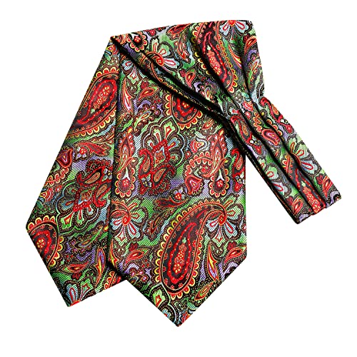 Image of Dubulle Paisley Floral Ascot for Men Self Tie Mens Cravat and Pocket Square Cufflinks Wedding