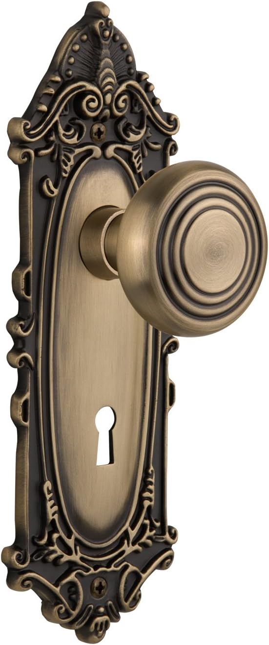 Nostalgic Warehouse Victorian Plate with Keyhole Deco Knob, Single Dummy, Polished Brass