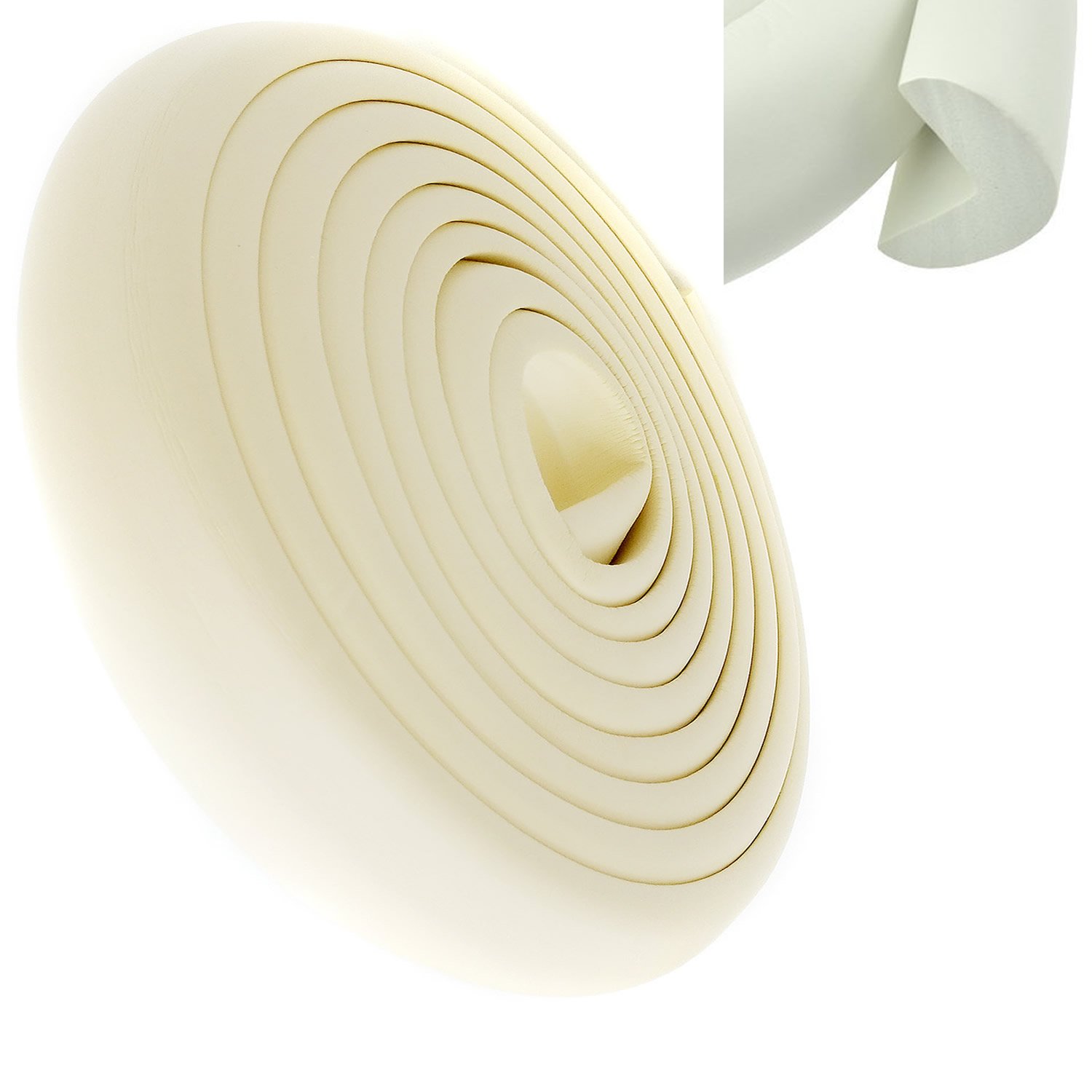TUKA 5 Mètre Rouleau en Mousse, L-Forme Protecteurs Bords de Table, Super Souple Anti Choc Mousse Bord Protecteur, Sécurité épreuvage pour Bébé Enfants, Protections de rebords, Ivoire, TKD7000 Ivory - 2