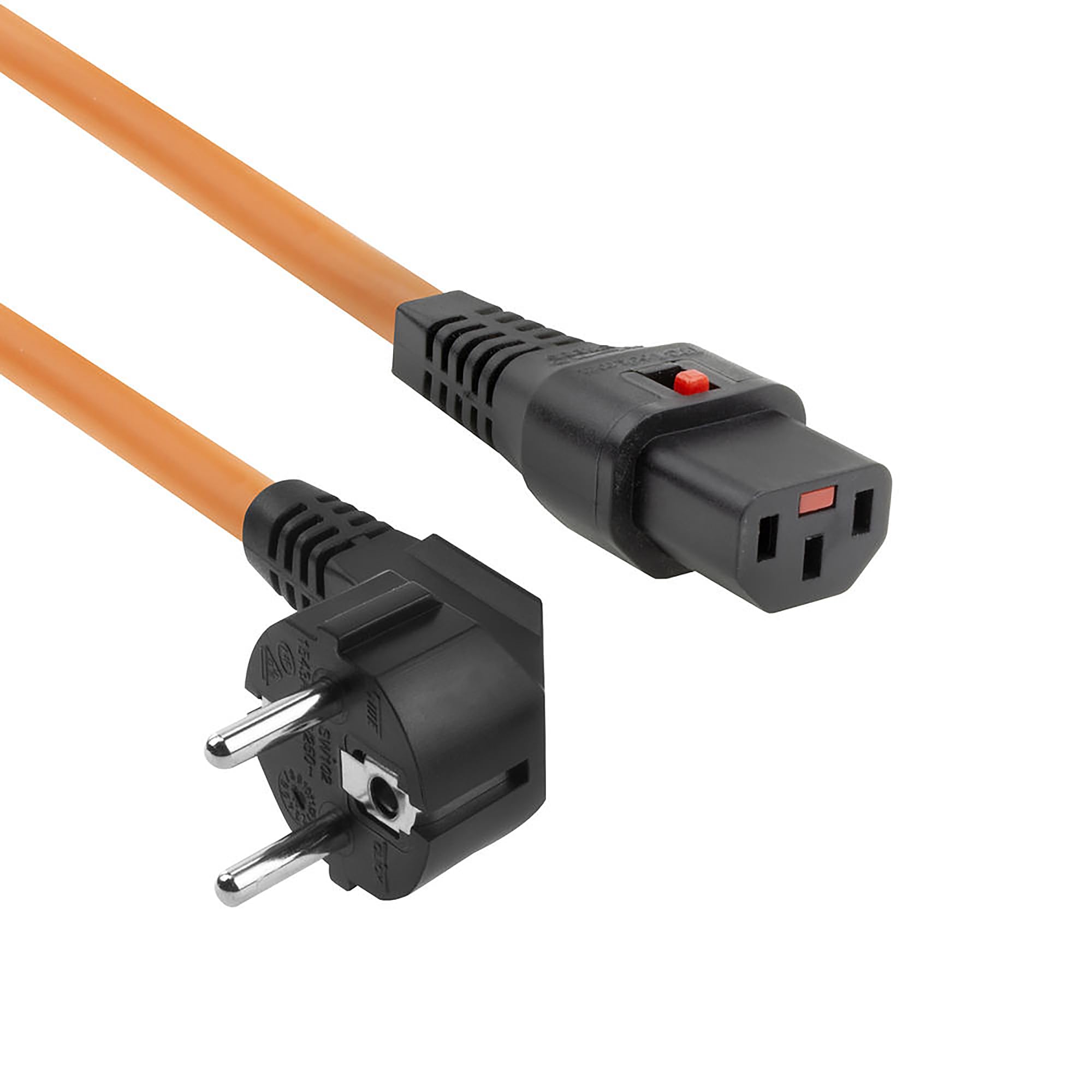 Advanced Cable Technology 2.0m Schuko CEE 7/7 - C13, M/F 2m CEE7/7 Coupler C13 Orange Electric Cable (M/F, 2m, Male/Female, CEE7/7, Coupler C13, 230, Orange)