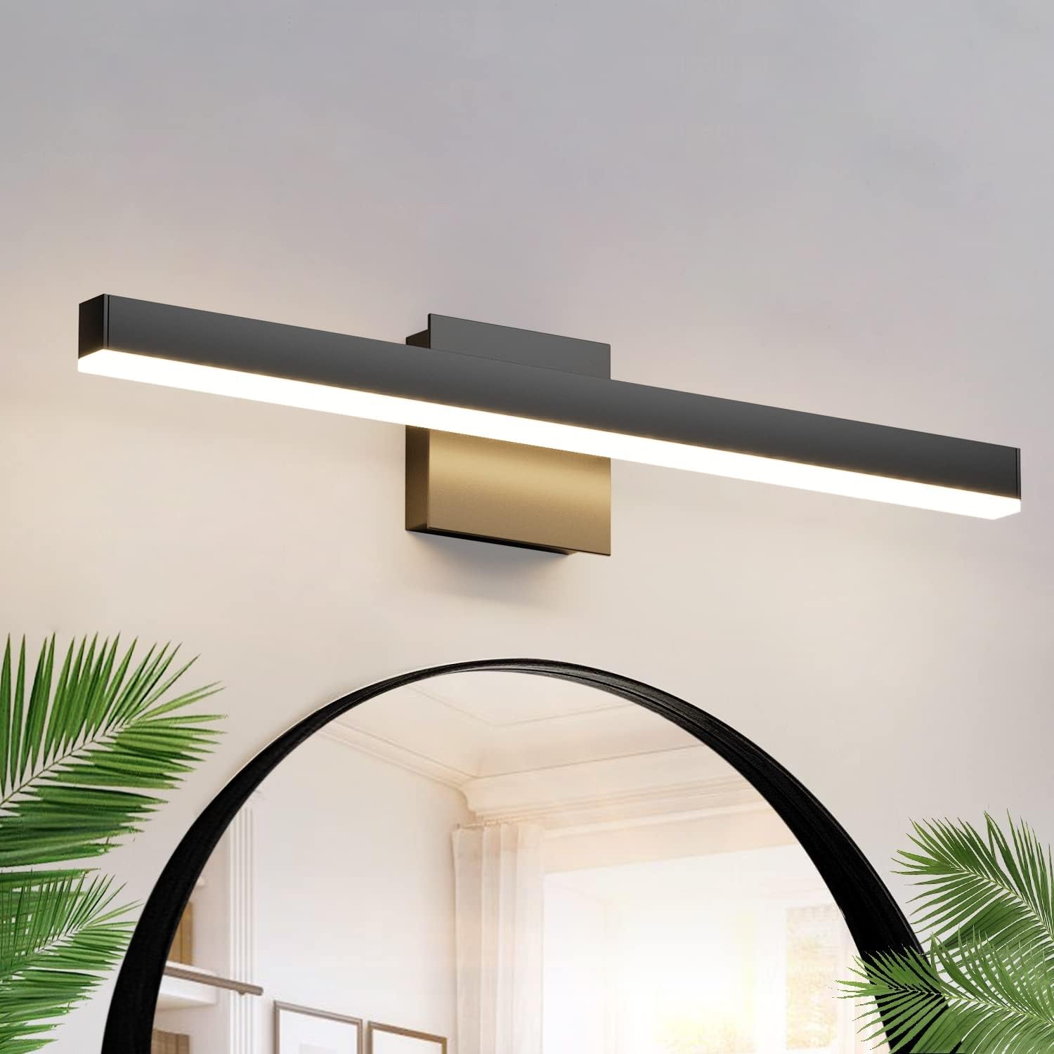 Aipsun 23.6 inch Modern Black Vanity Light LED Black Bathroom Vanity Light Fixtures Black Wall Light for Bathroom (Warm White 3000K)