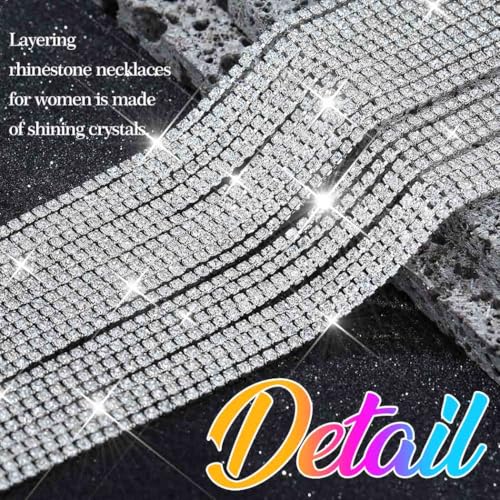 Nicute Rhinestone Choker Necklace Silver Layered Necklaces Jewelry Diamond Jewelry Accessories for Women4