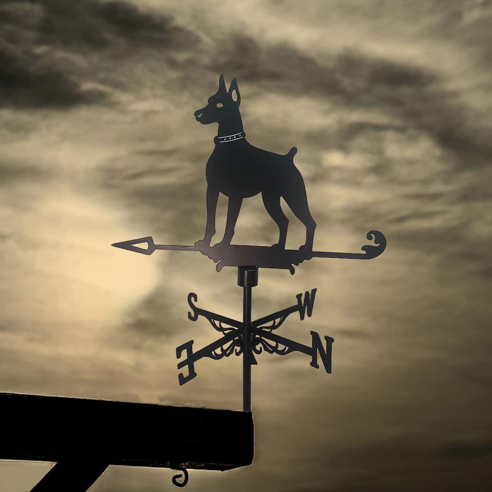 Żelazna łopatka pogodowa, Doberman wiatrowskaz metalowy na dach i pomiar prędkości wiatru kierunek podwórko farma ranczo na zewnątrz ogród dekoracja świąteczna