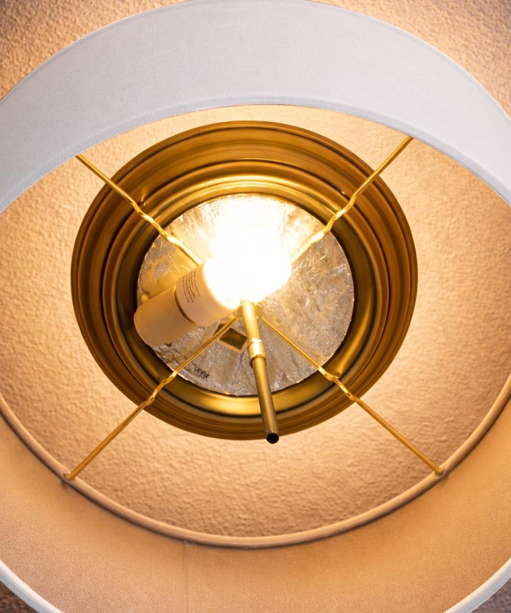 Moderne Flush Mount Conversion Kit 18"w White Linen Shallow Drum Lampshade