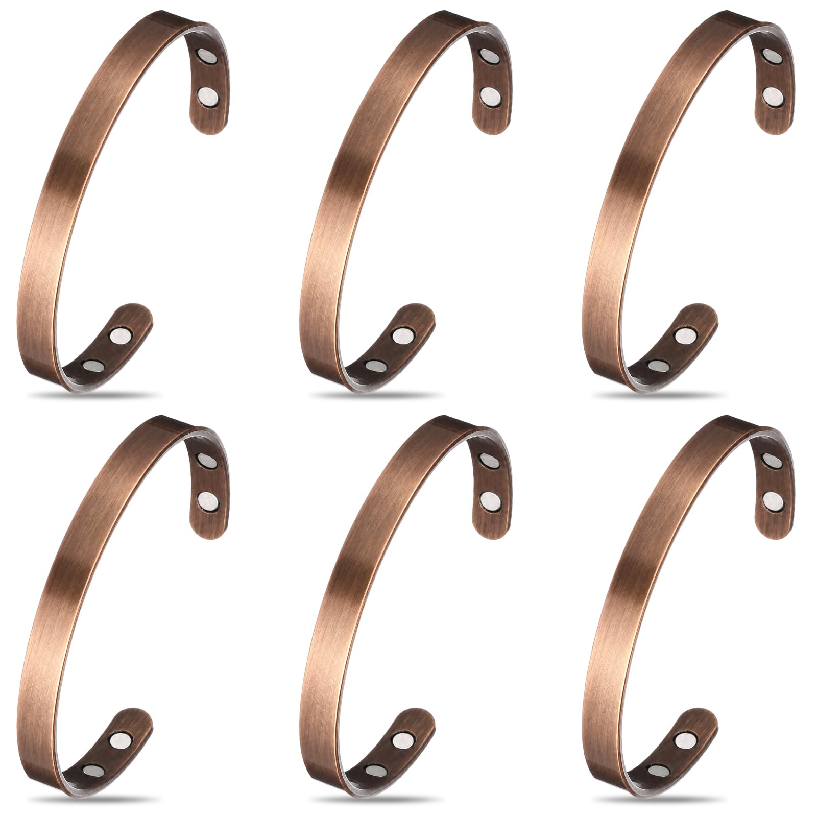 Highergo 6 Pcs Copper Magnetic Bracelet for Women Adjustable, Polished